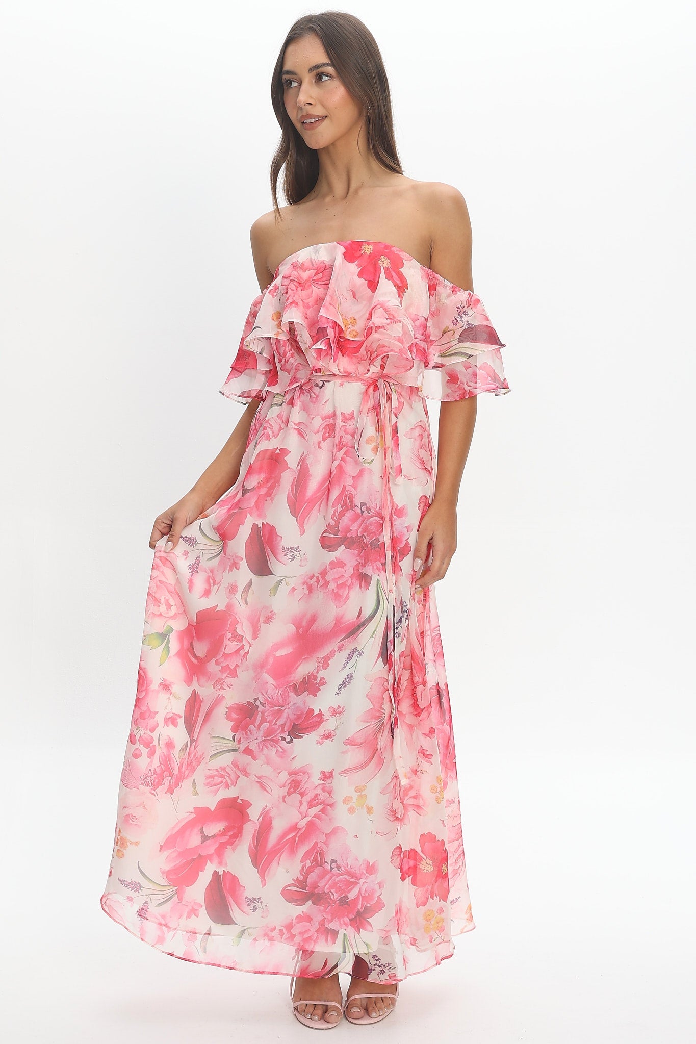 Nanjing Ruffle Maxi Dress Pink