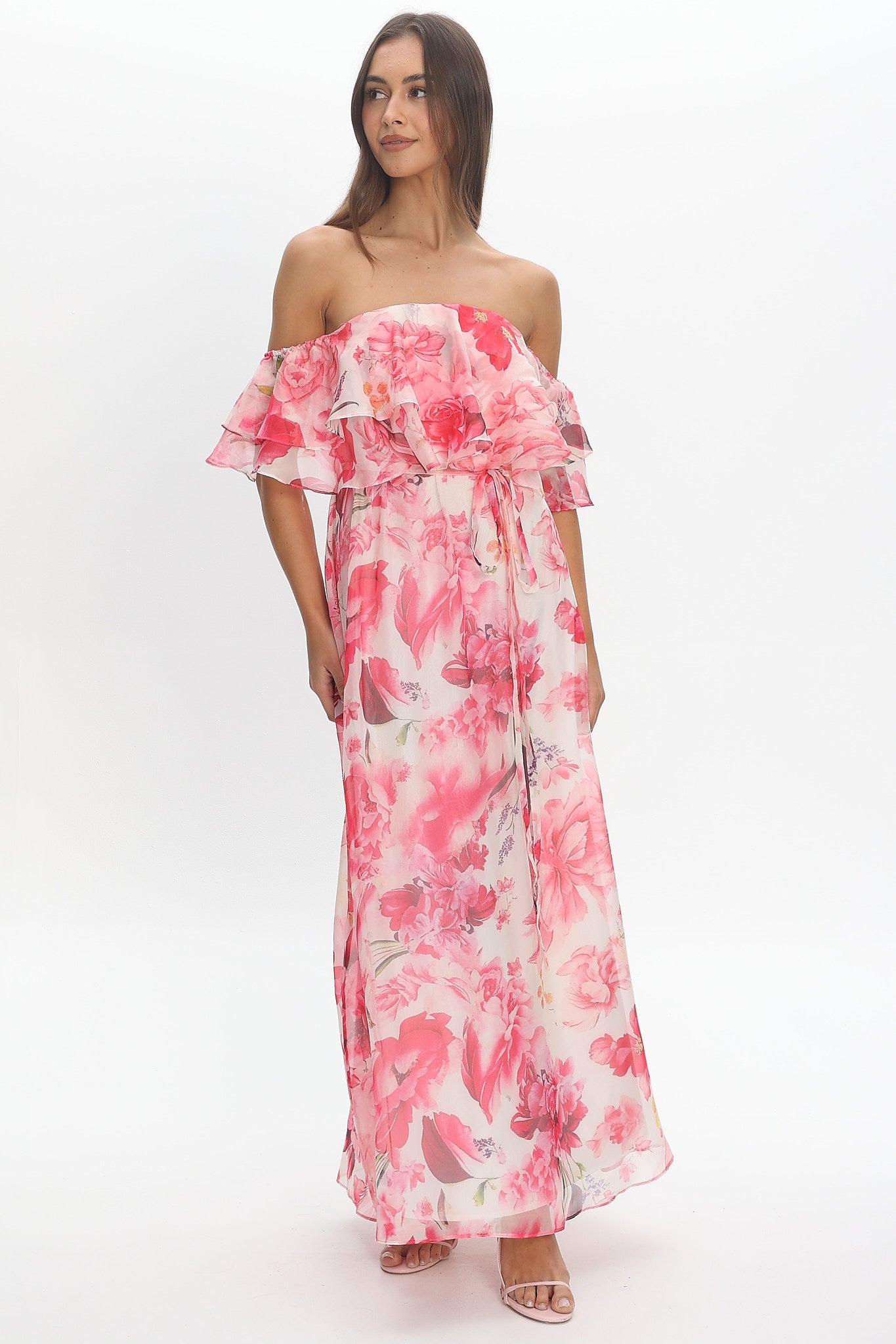 Nanjing Ruffle Maxi Dress Pink