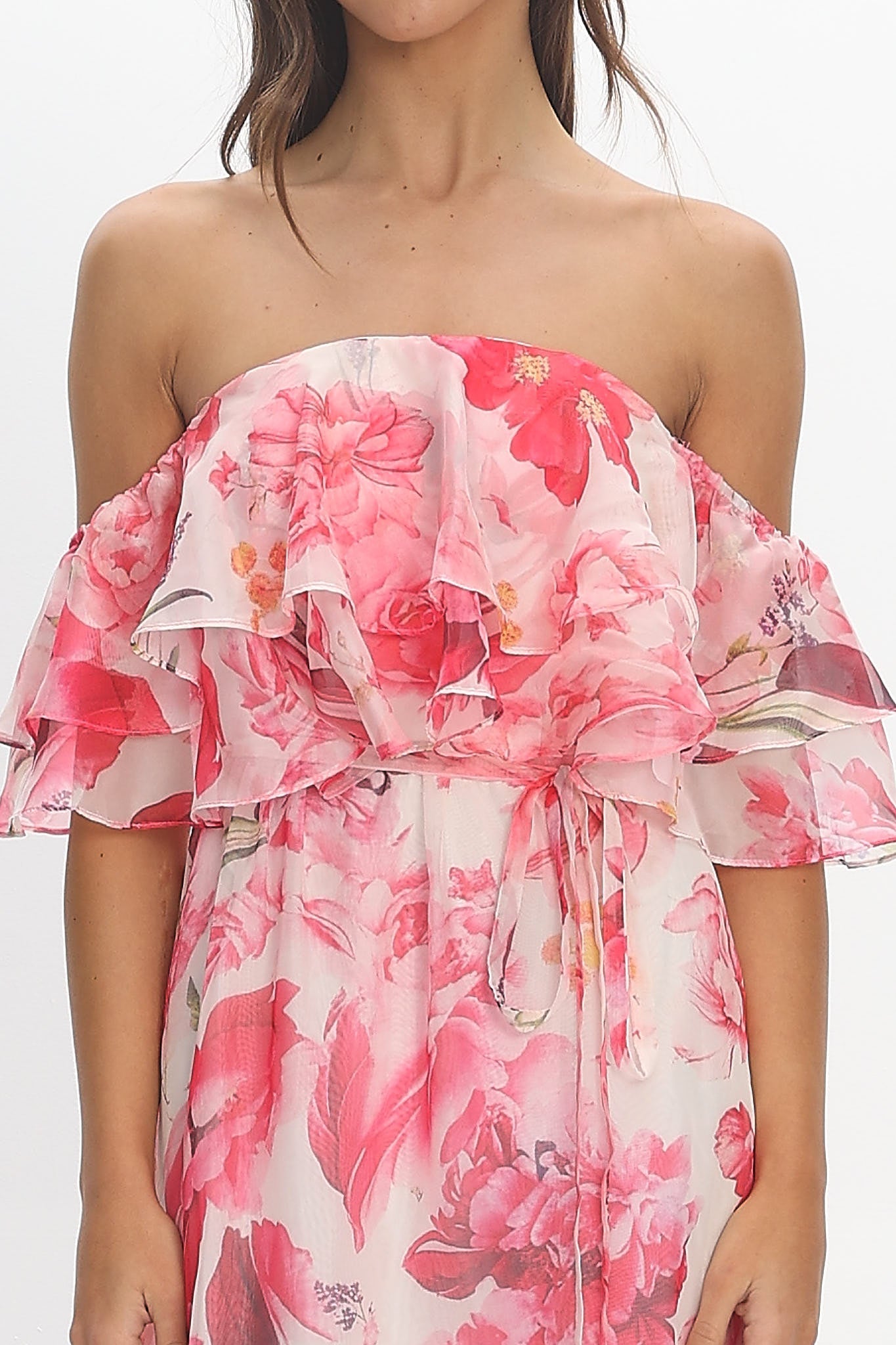 Nanjing Ruffle Maxi Dress Pink