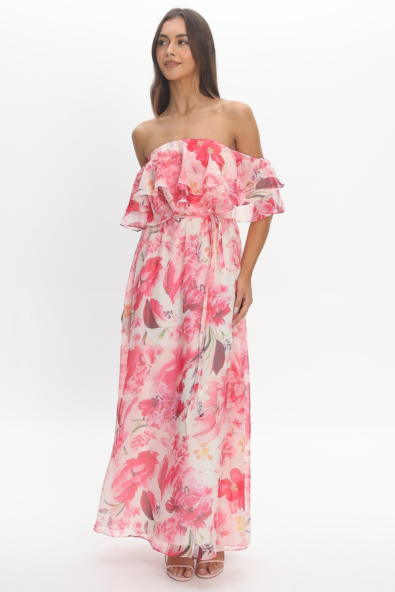 Nanjing Ruffle Maxi Dress Pink