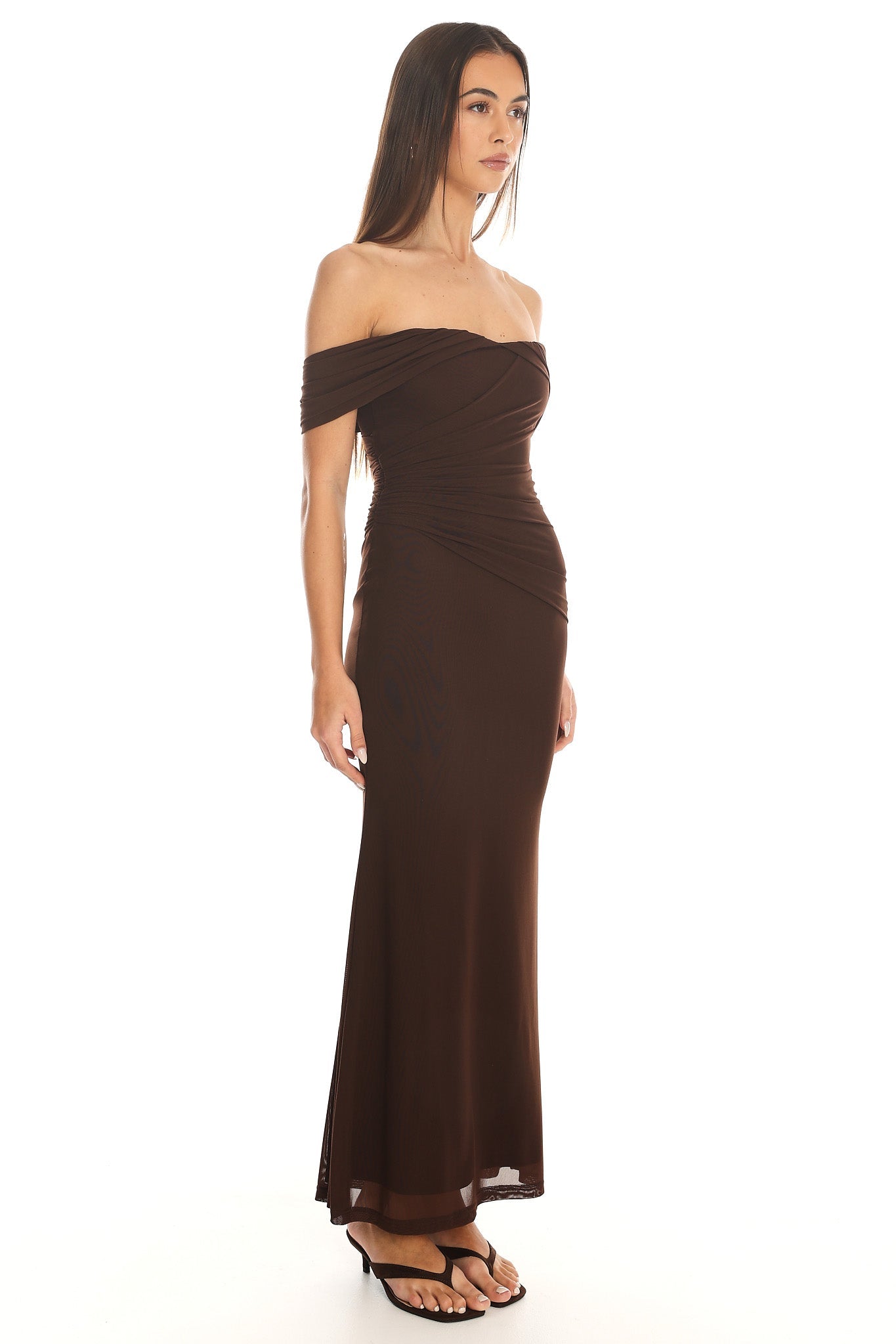 Apr¨¨s Dark Off-Shoulder Maxi Dress Chocolate