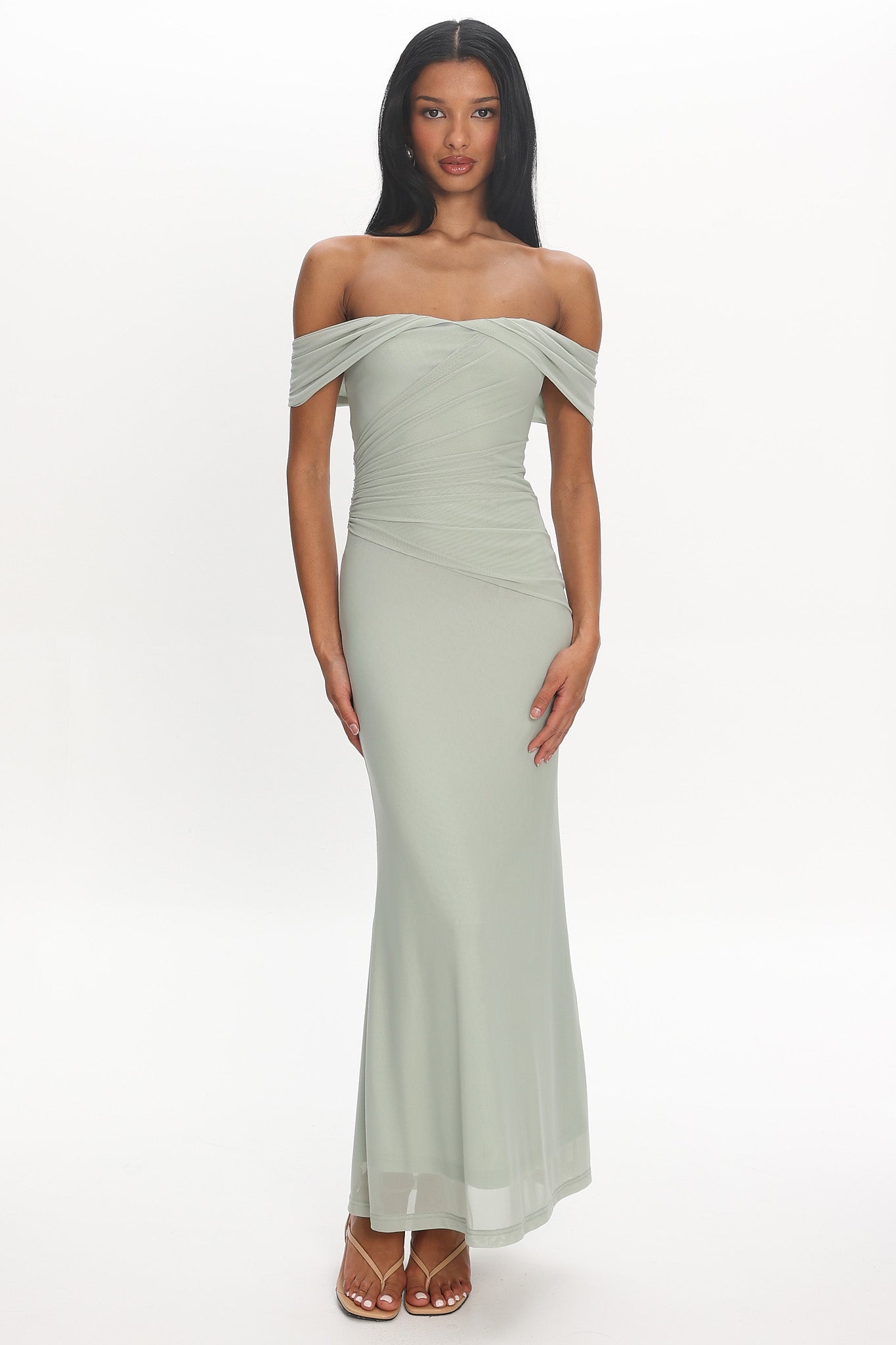 Apr¨¨s Dark Off-Shoulder Maxi Dress Sage