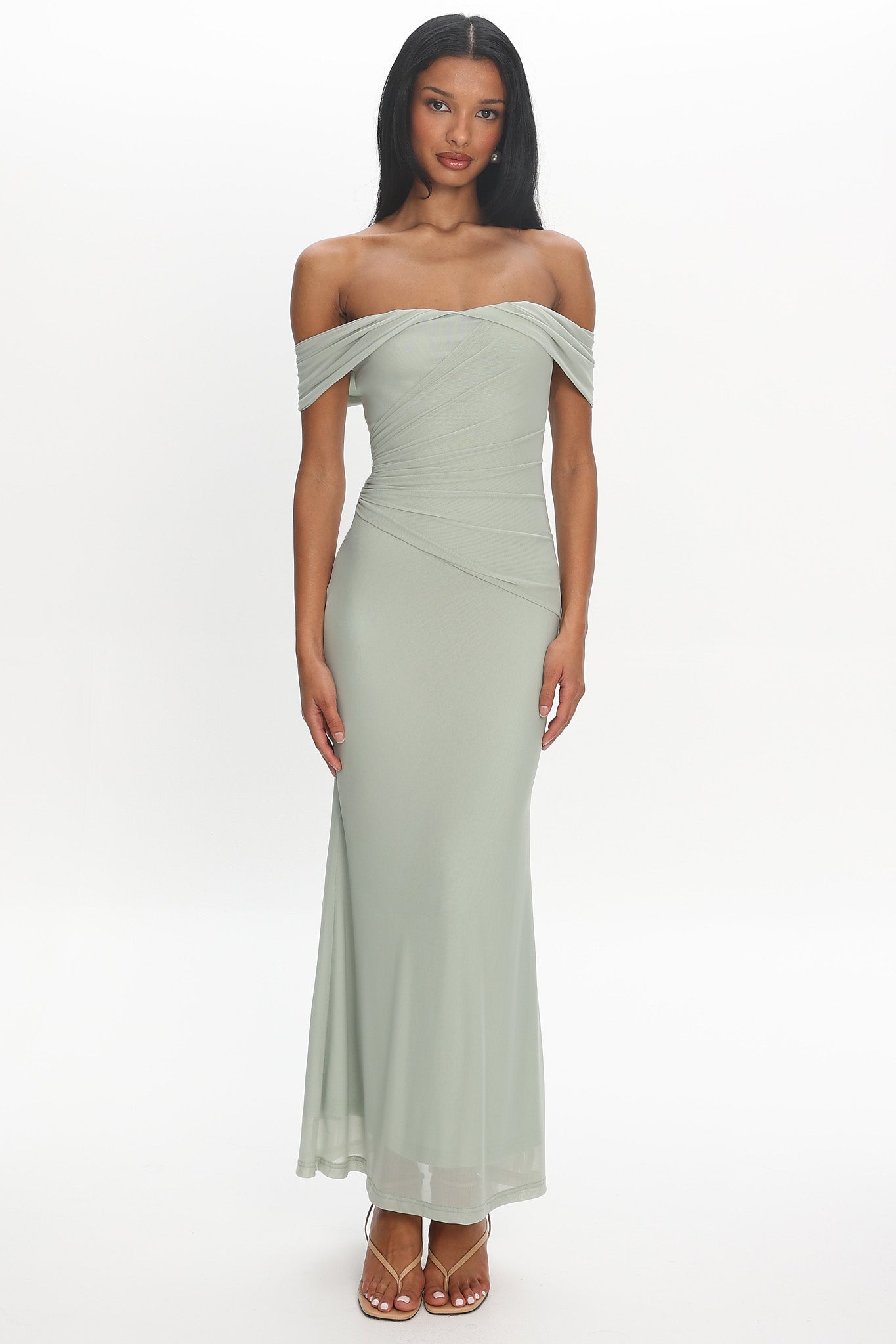Apr¨¨s Dark Off-Shoulder Maxi Dress Sage