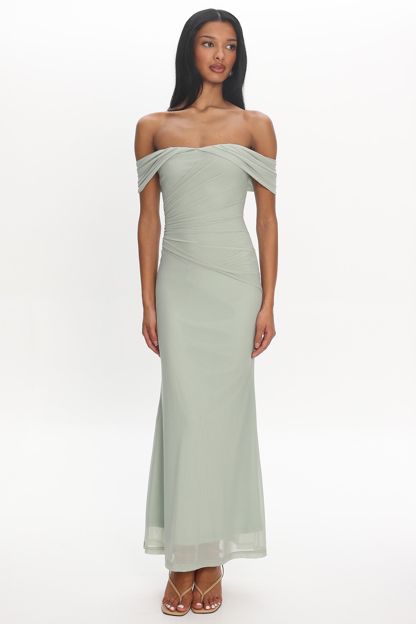 Apr¨¨s Dark Off-Shoulder Maxi Dress Sage