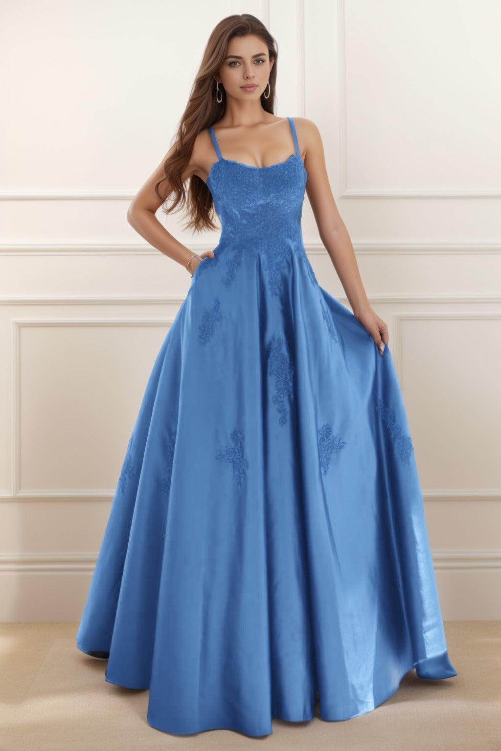 A-Line Floor Length Satin Prom Dress CS0458