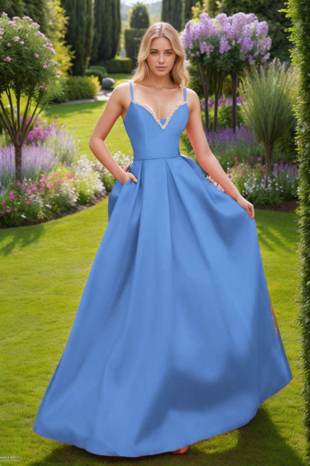 A-Line Floor Length Satin Prom Dress CS0451