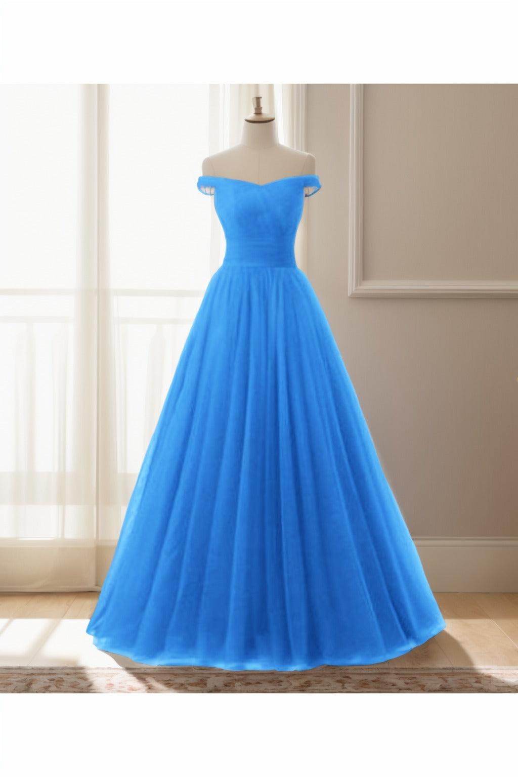 A-Line Floor Length Tulle Prom Dress CS0459