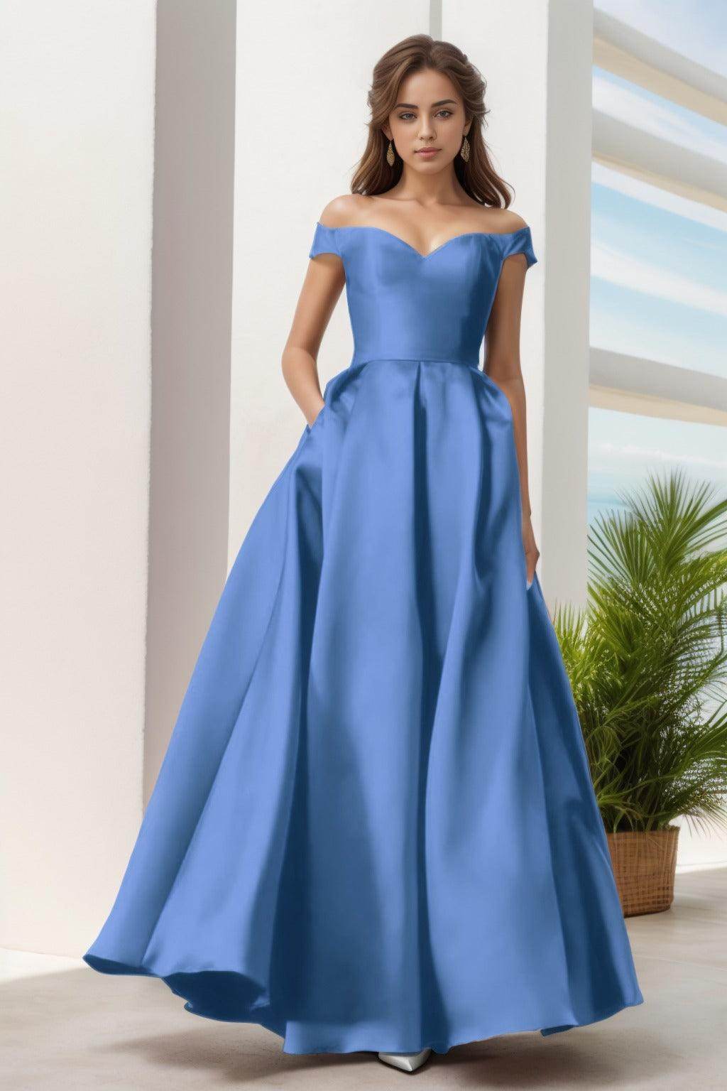 A-Line Floor Length Satin Prom Dress CS0408