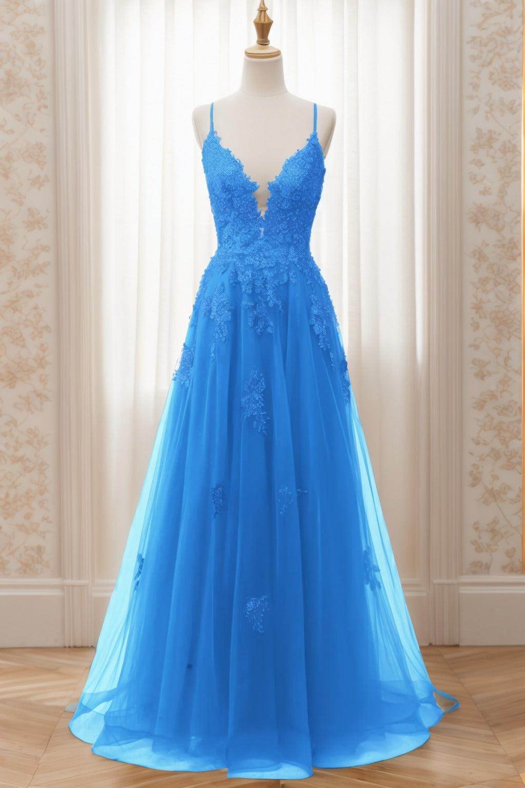 A-Line Sweep-Brush Train Tulle Prom Dress CS0463