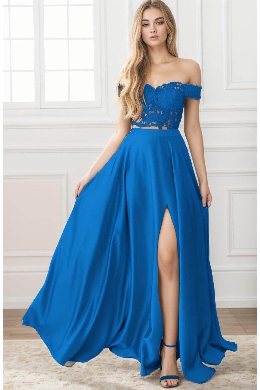 A-Line Sweep-Brush Train Elastic Satin Prom Dress CS0414