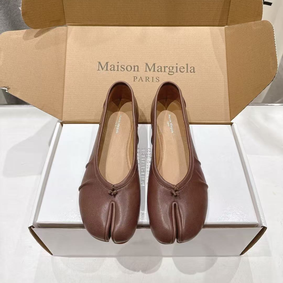 Maison Margiela Ballerina Shoes Brown Leather