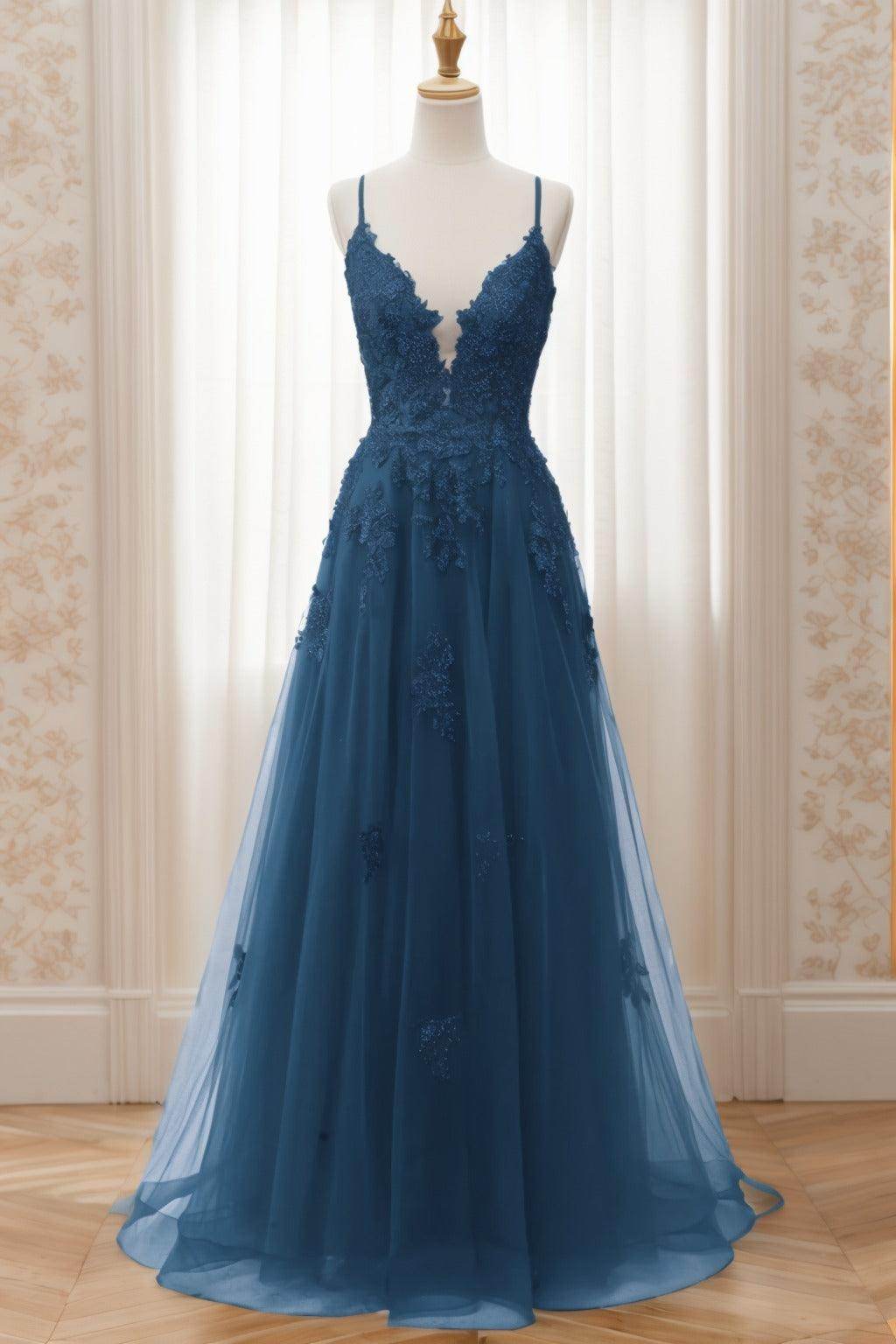 A-Line Sweep-Brush Train Tulle Prom Dress CS0463