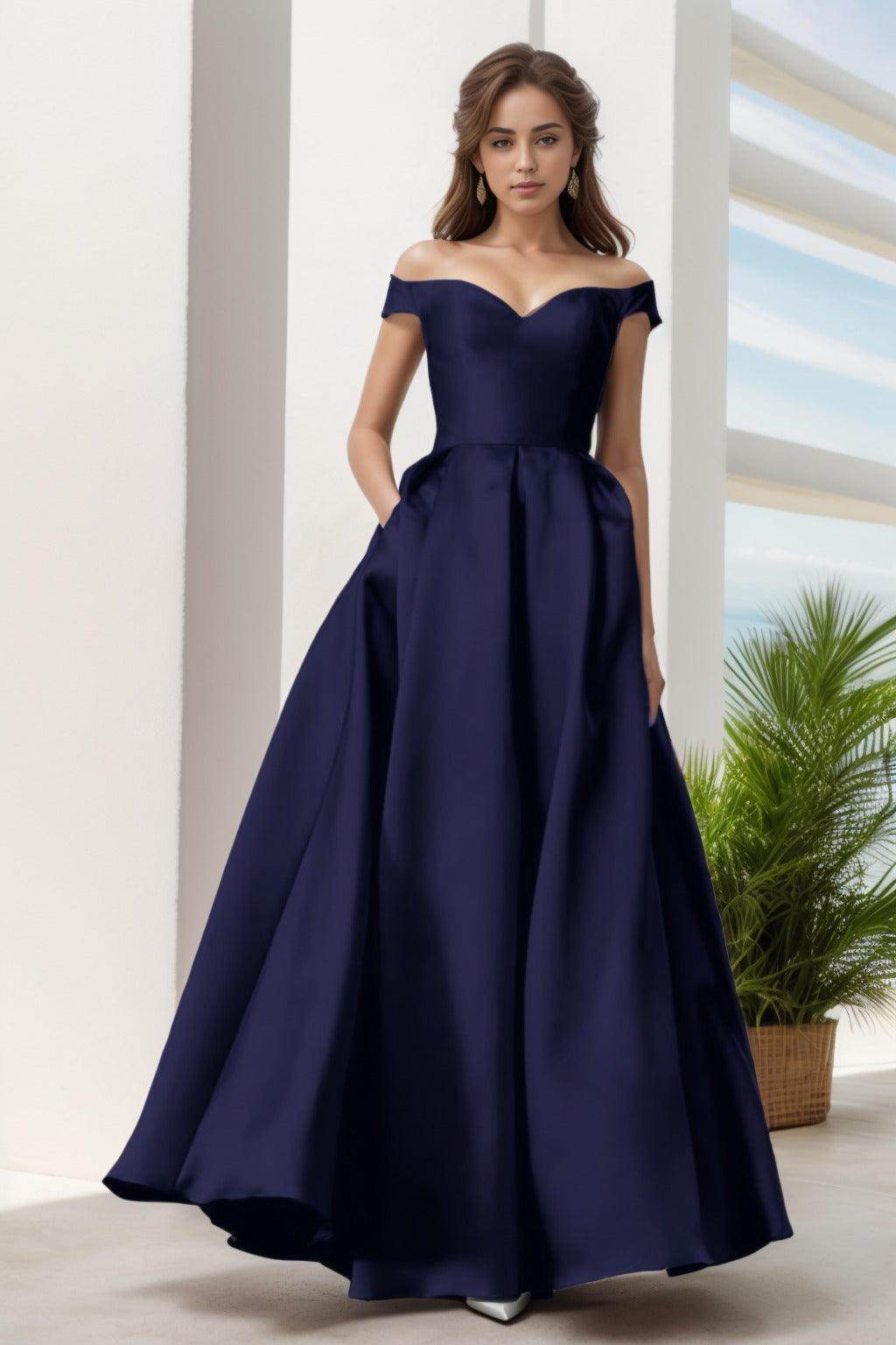 A-Line Floor Length Satin Prom Dress CS0408