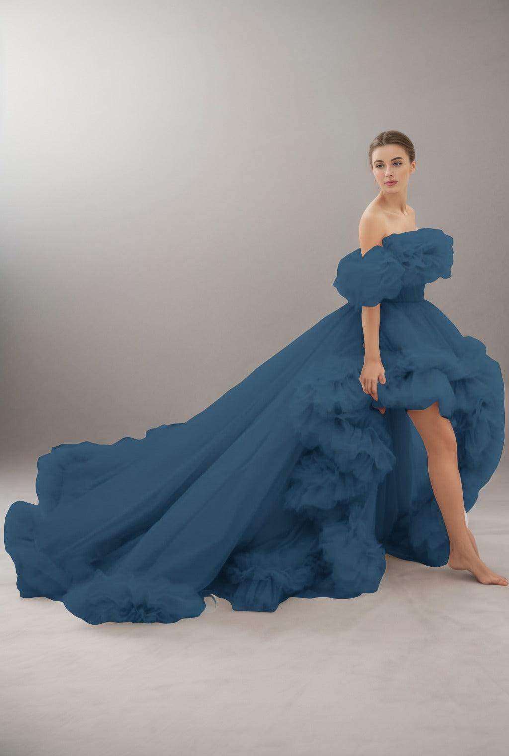 A-Line Court Train Tulle Prom Dress CS0406