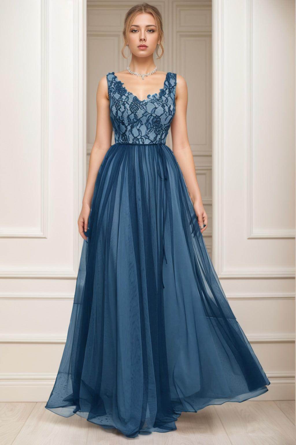 A-Line Sweep-Brush Train Tulle Prom Dress CS0466