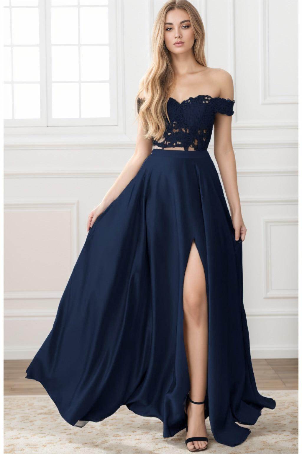 A-Line Sweep-Brush Train Elastic Satin Prom Dress CS0414