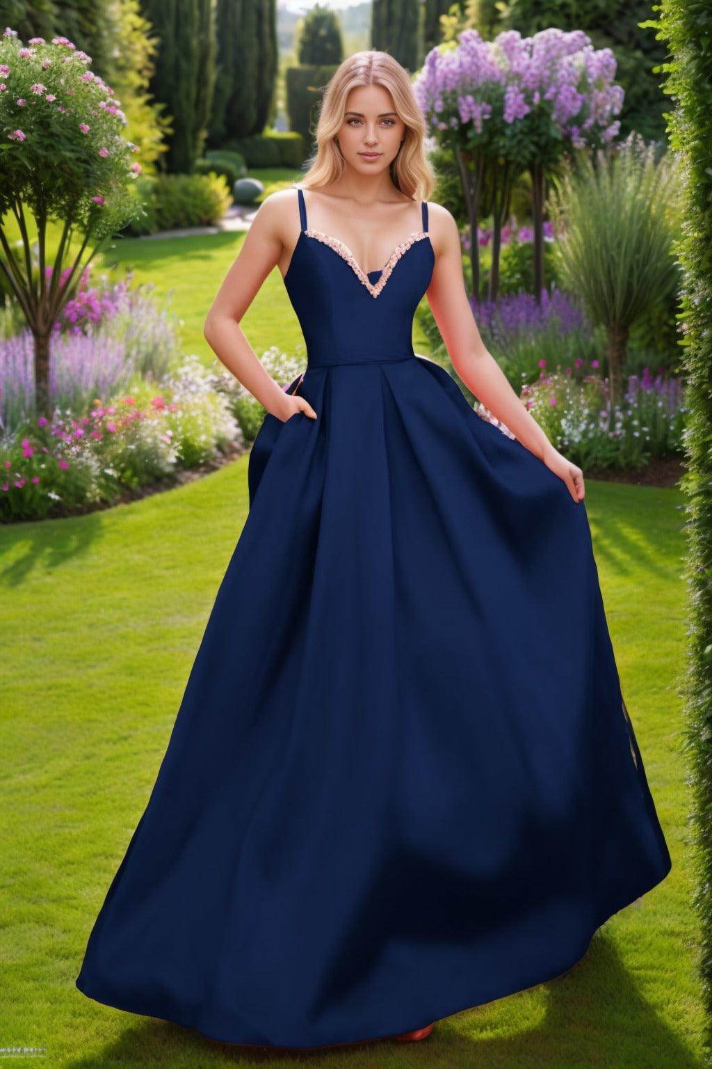 A-Line Floor Length Satin Prom Dress CS0451