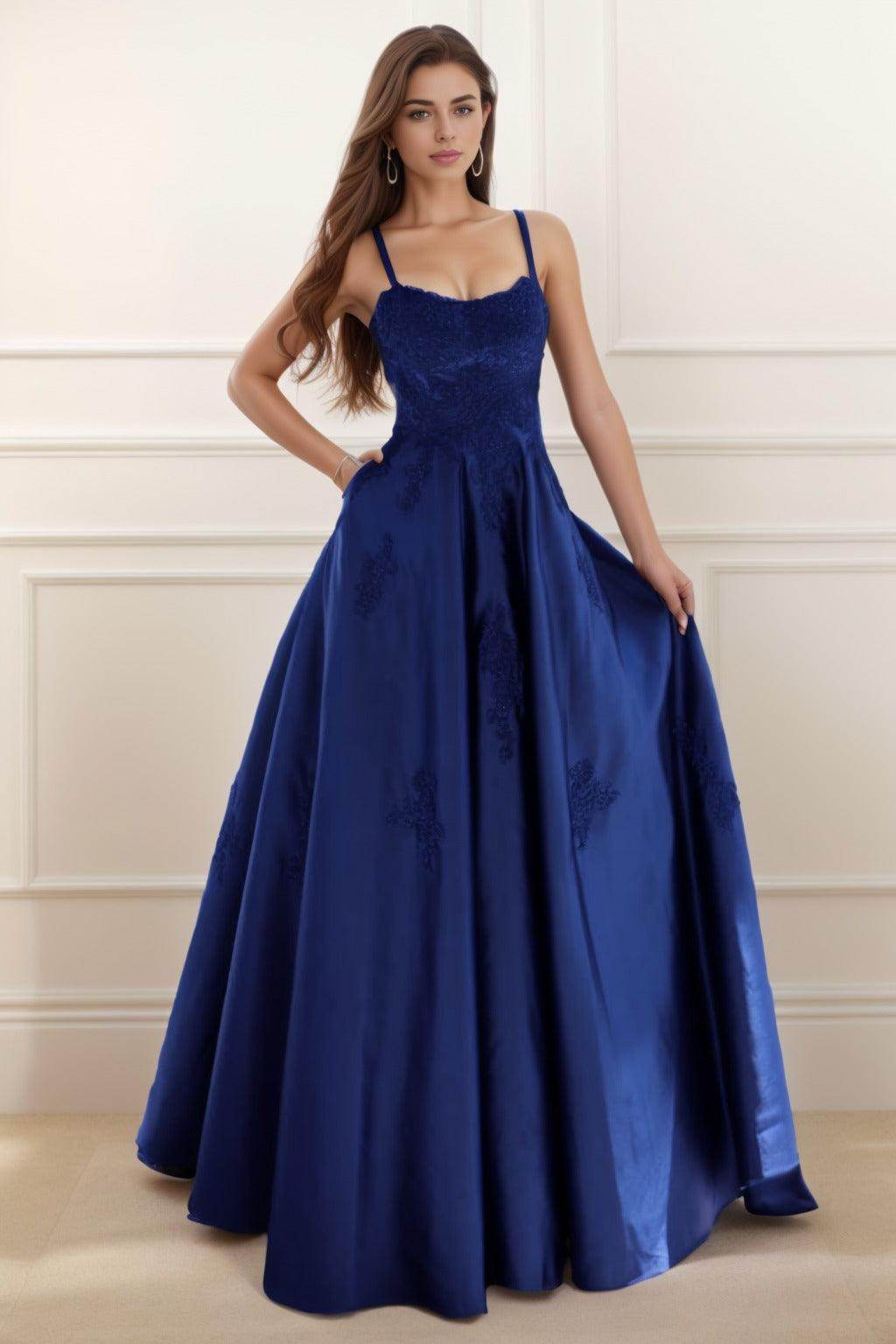 A-Line Floor Length Satin Prom Dress CS0458