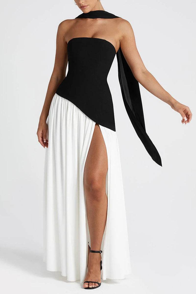 A-Line Maxi Knitted Fabric Dress 970800986791