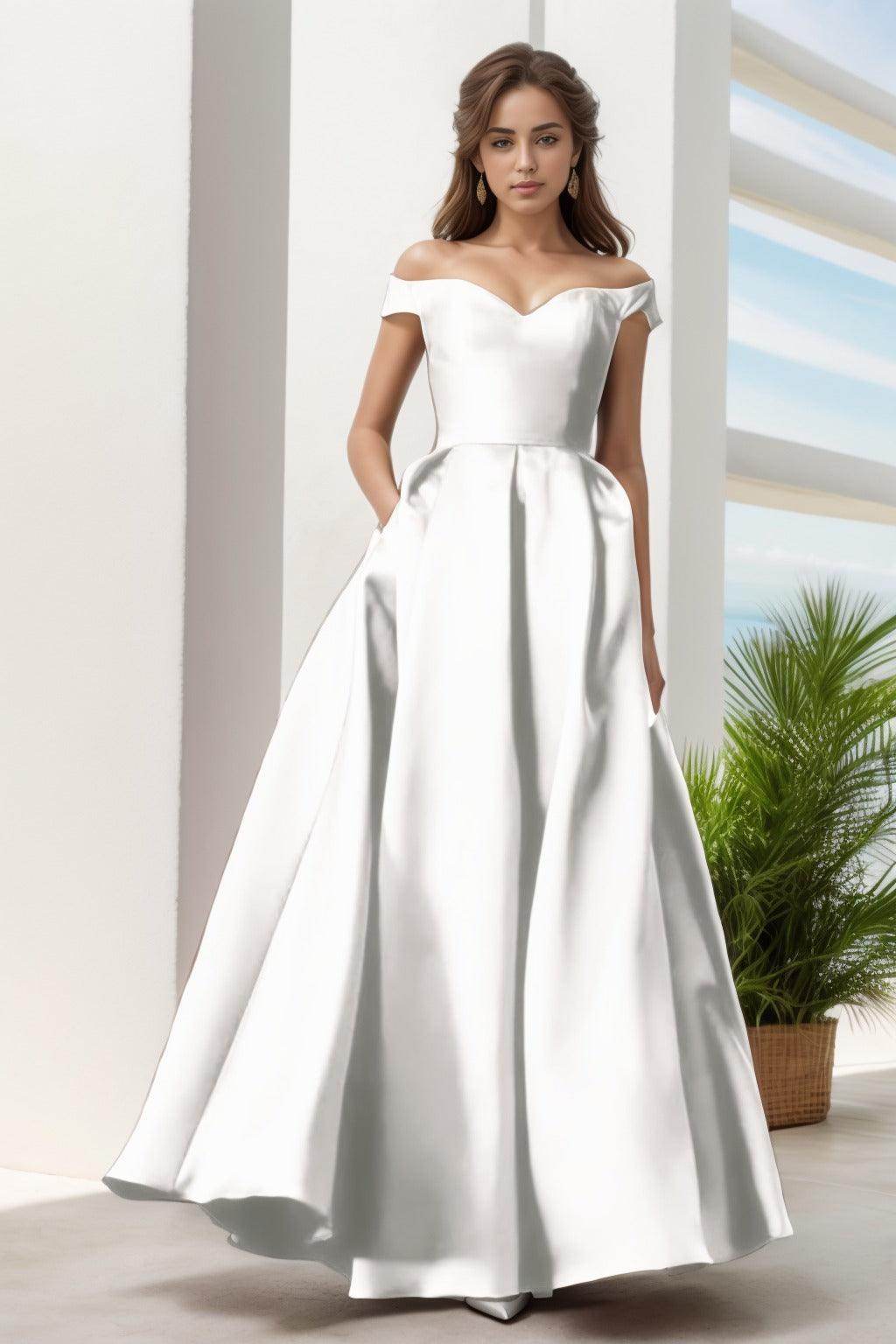 A-Line Floor Length Satin Prom Dress CS0408