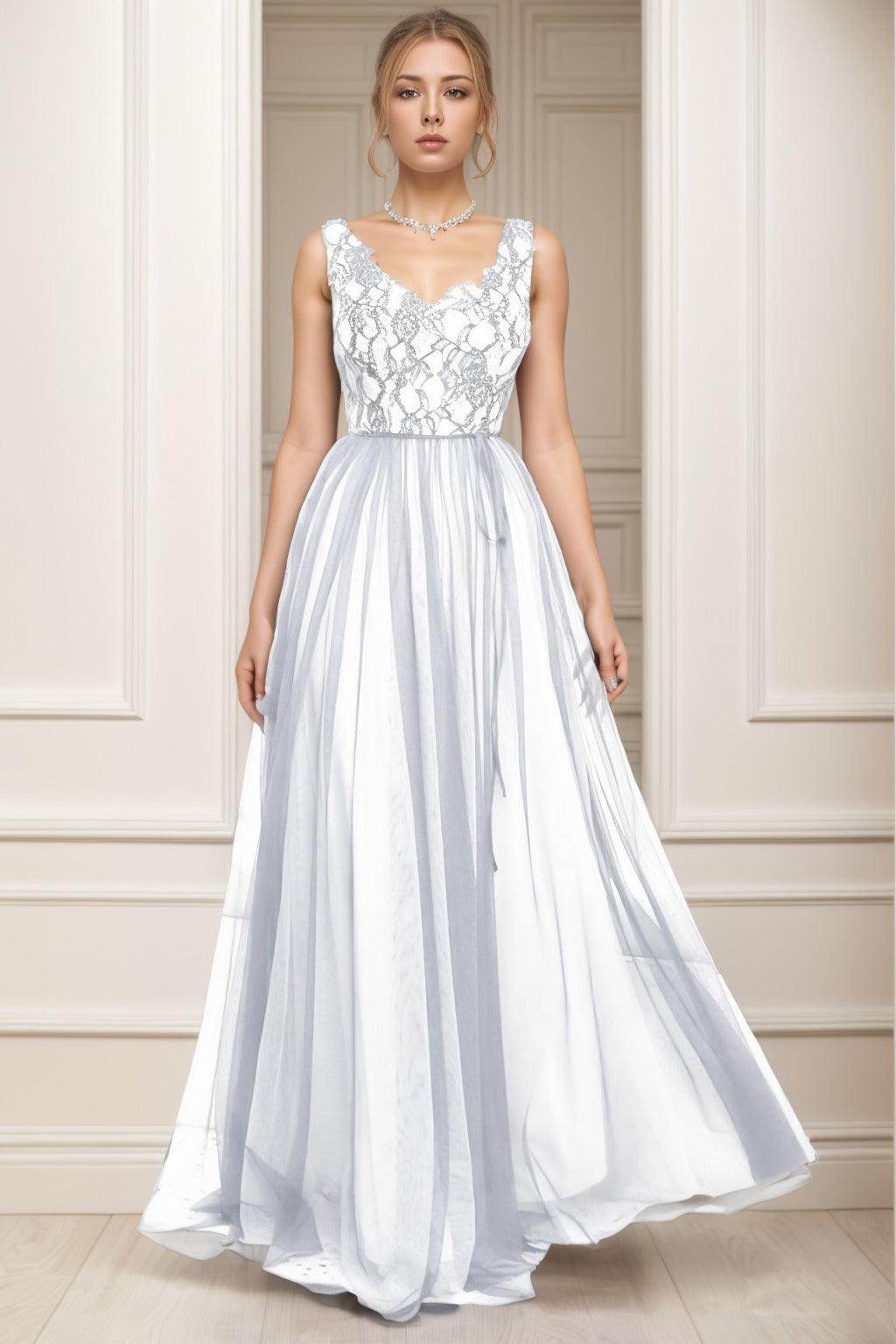 A-Line Sweep-Brush Train Tulle Prom Dress CS0466
