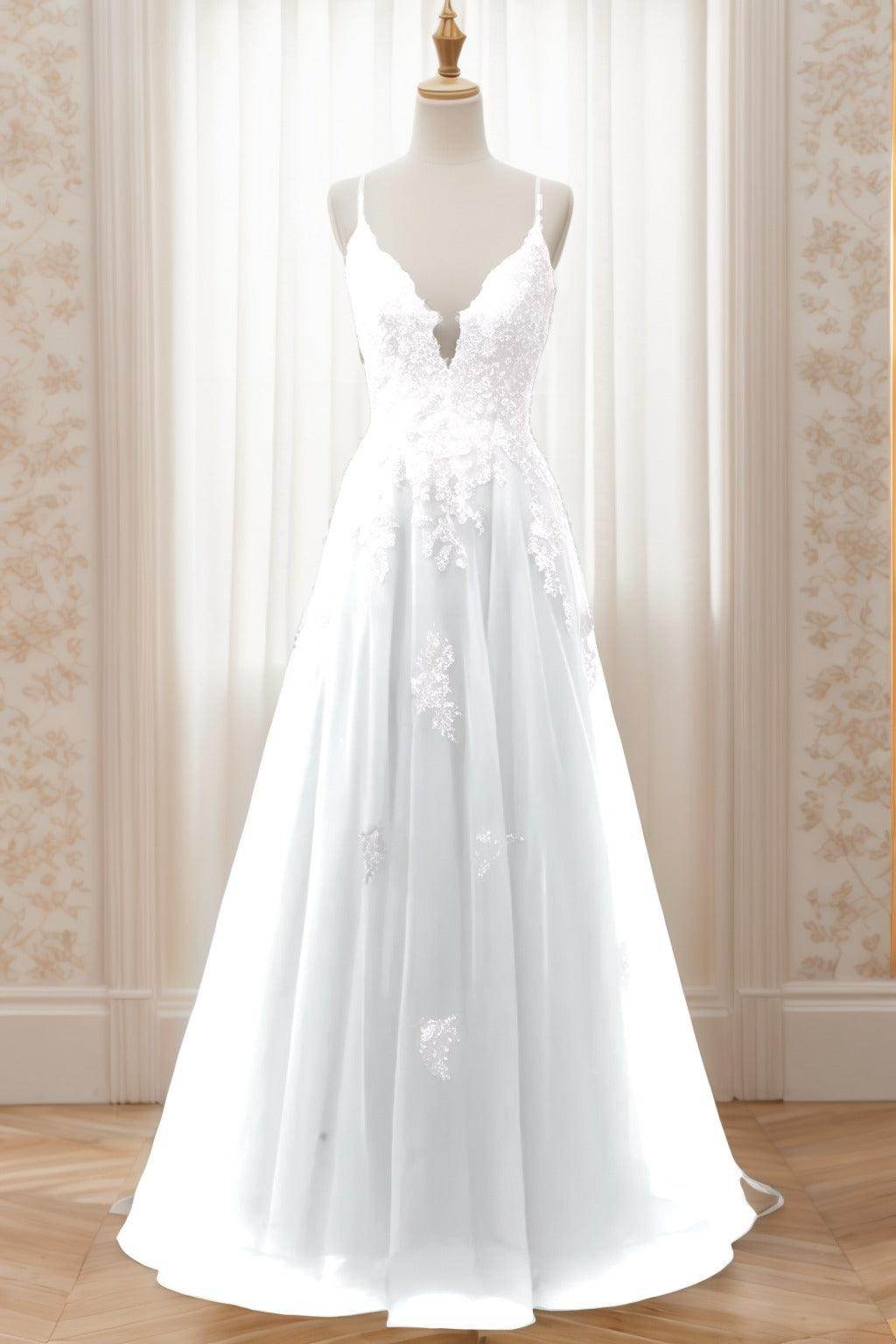 A-Line Sweep-Brush Train Tulle Prom Dress CS0463