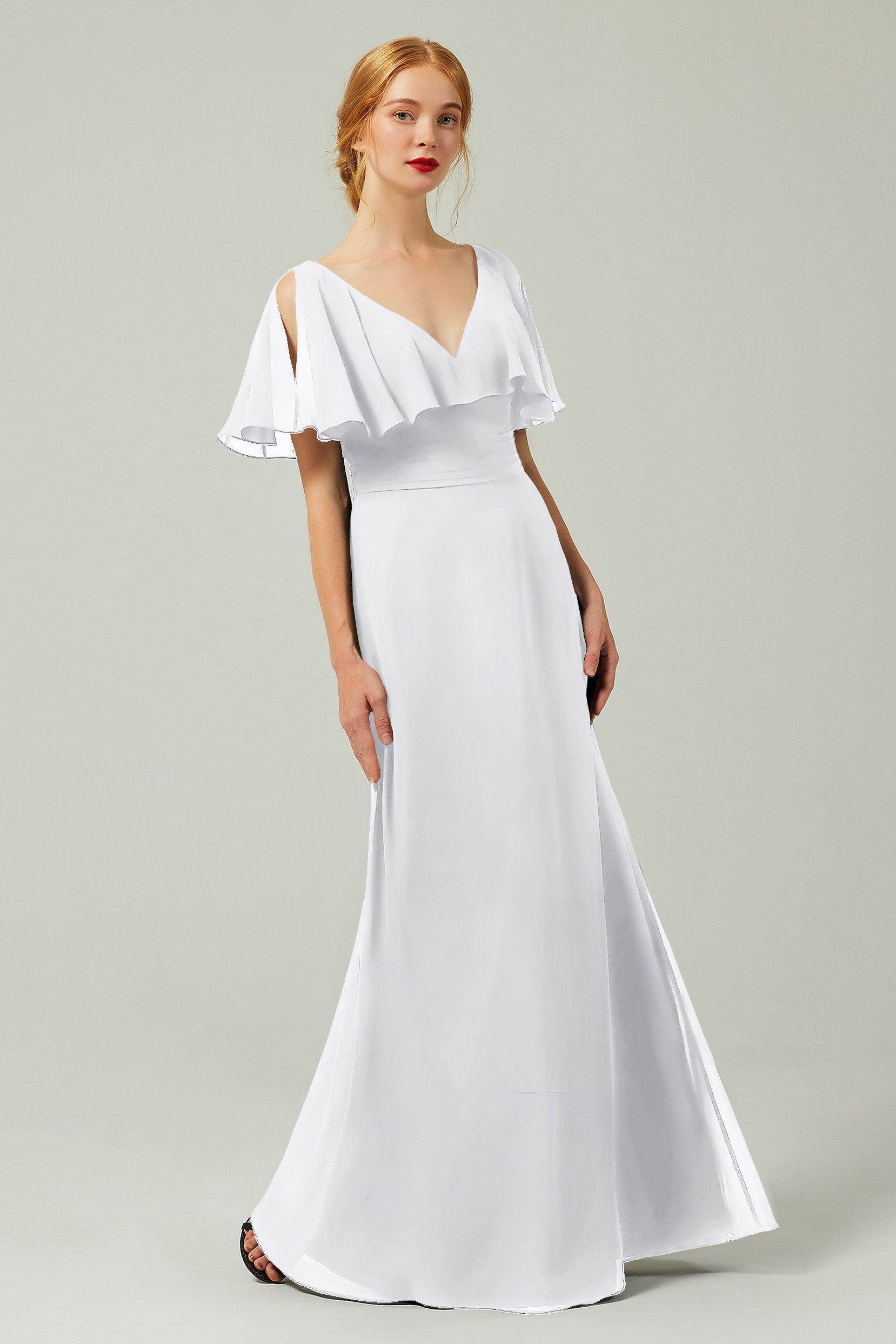 Sheath-Column Floor Length Chiffon Bridesmaid Dress Formal Dresses CB0341