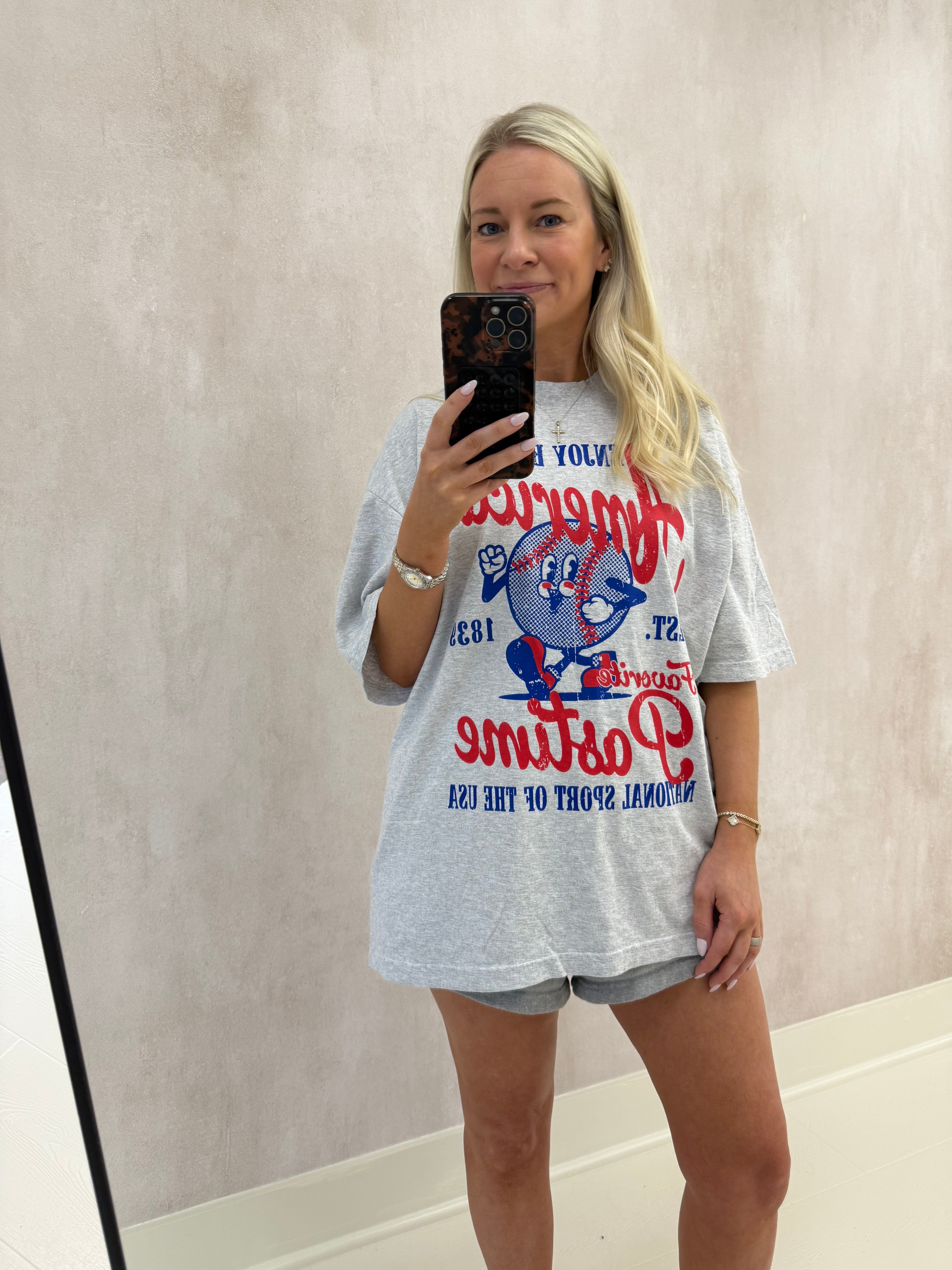 America's Favorite Past Time Tee -Ash Grey