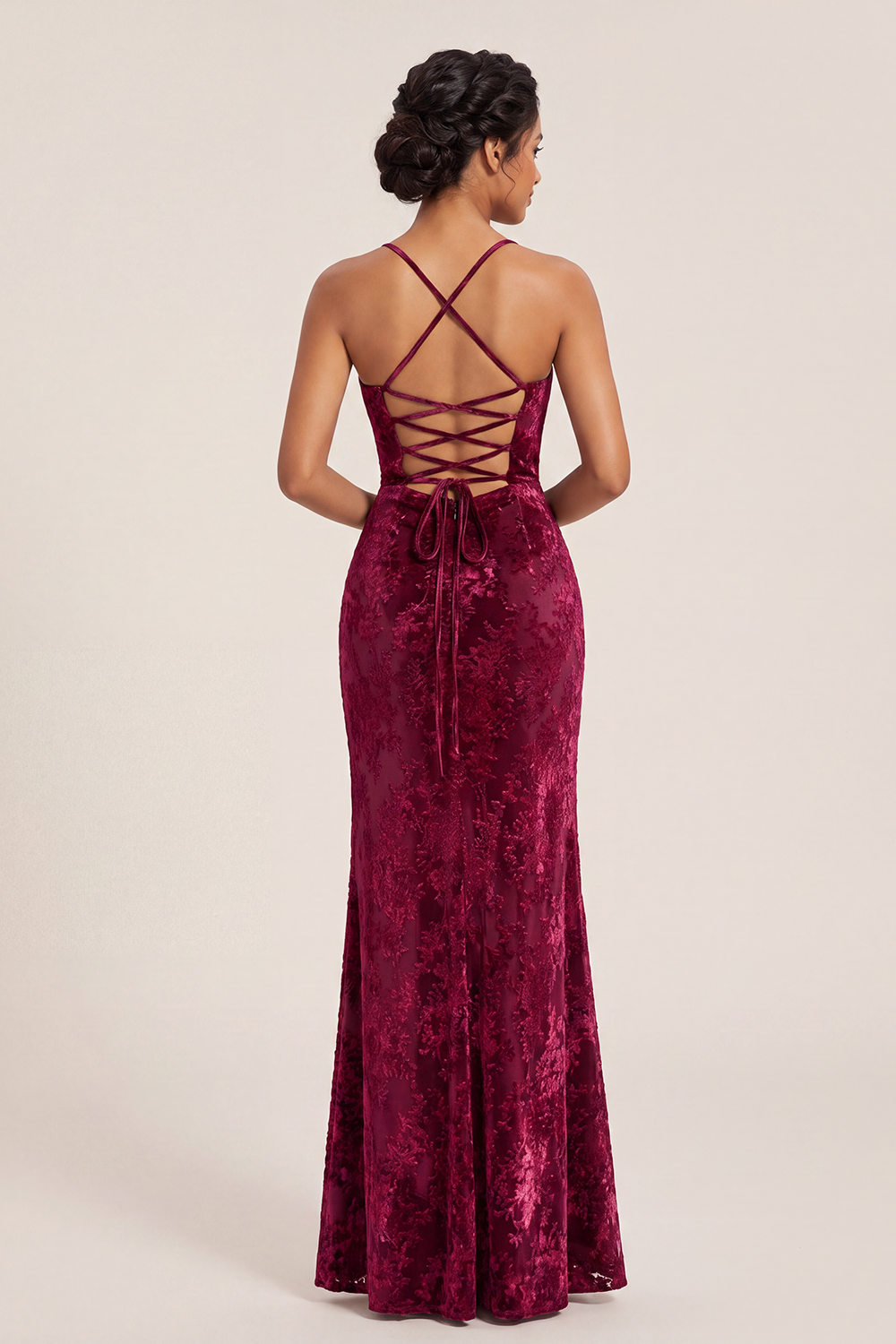 Dark Green Sheath Velvet Spaghetti Straps Long Bridesmaid Dress