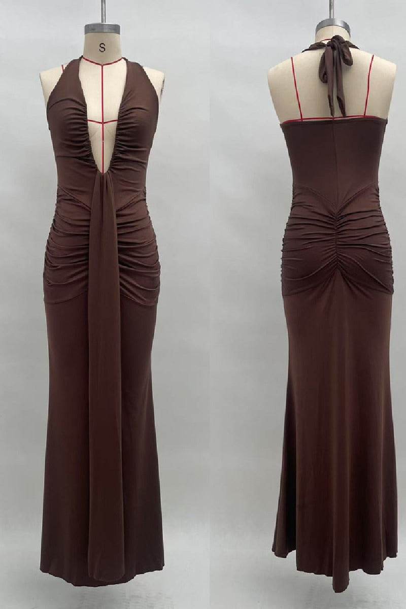 Mermaid	Maxi Knitted Semi Formal Wedding Guest Dresses 917018224683
