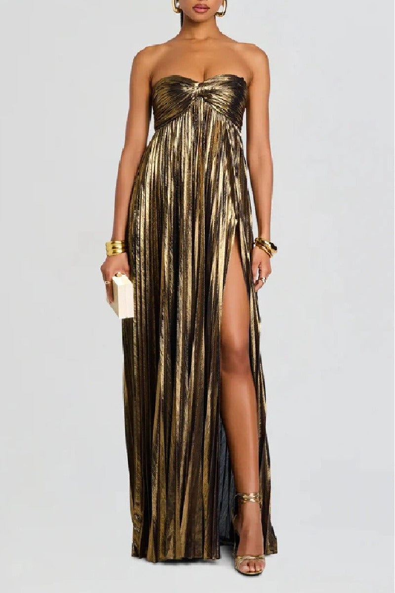 A-Line Floor Length Bronzing Fabric Wedding Guest Dress 971542045191