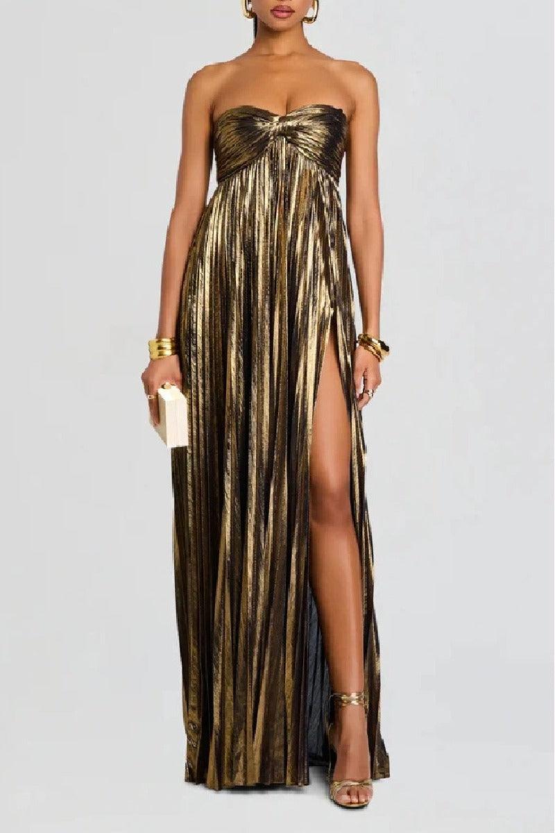 A-Line Floor Length Bronzing Fabric Wedding Guest Dress 971542045191