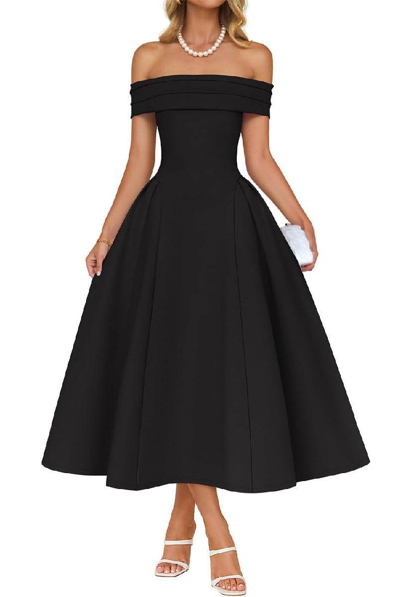 A-Line Midi Satin Formal Wedding Guest Dresses B0DS8NJRR3