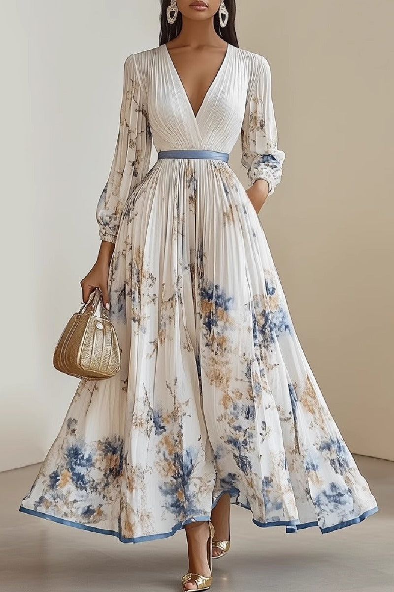 A-Line Tea Length Chiffon Wedding Guest Dress 891554880016