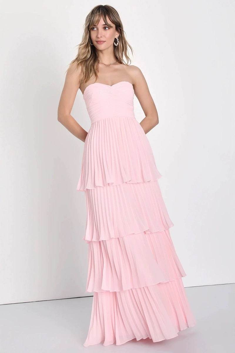 A-line Maxi Pleated Satin Formal Evening Dresses 847845179738