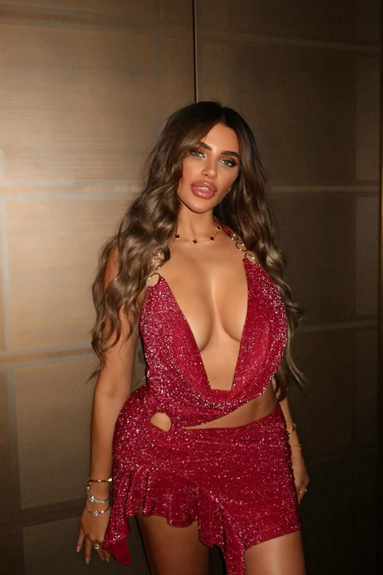 Lola Metallic Mini Dress - Wine
