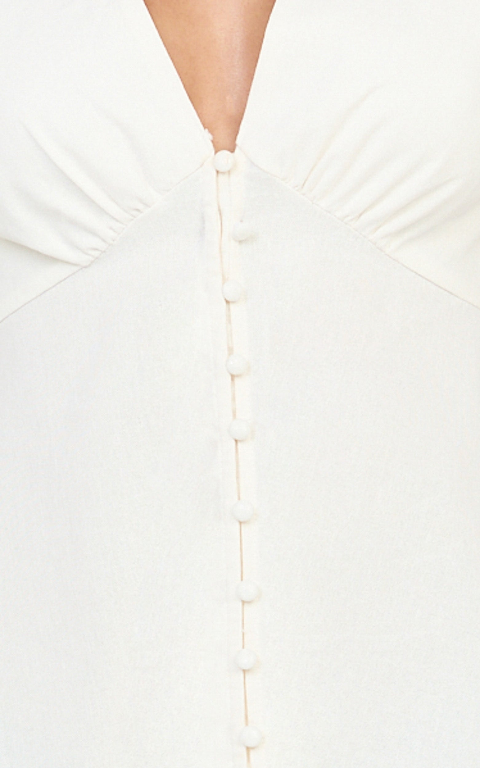 Tallulah Mini Dress - Linen V Neck A Line Dress in White
