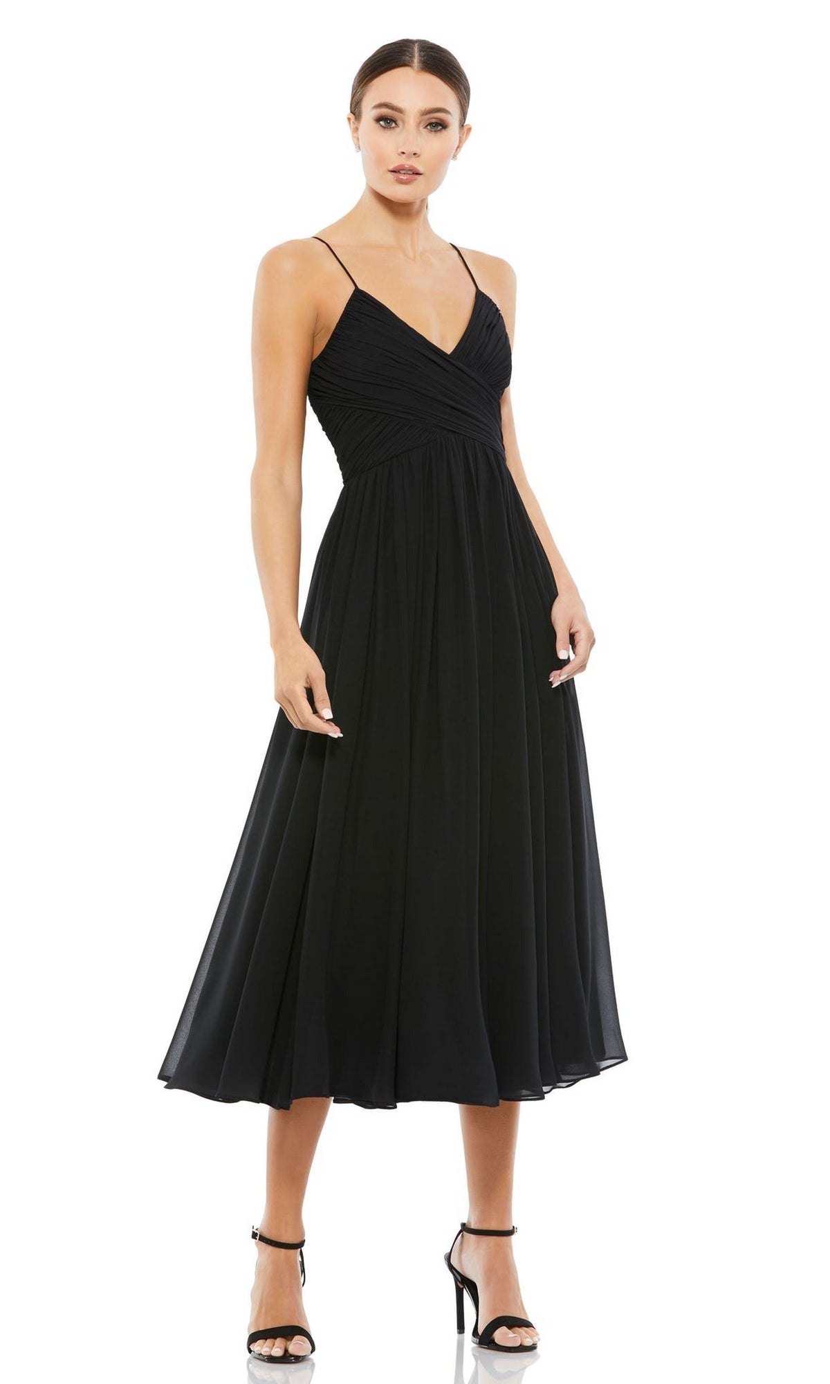 A-Line Midi Wedding Guest Dress: Mac Duggal 70099