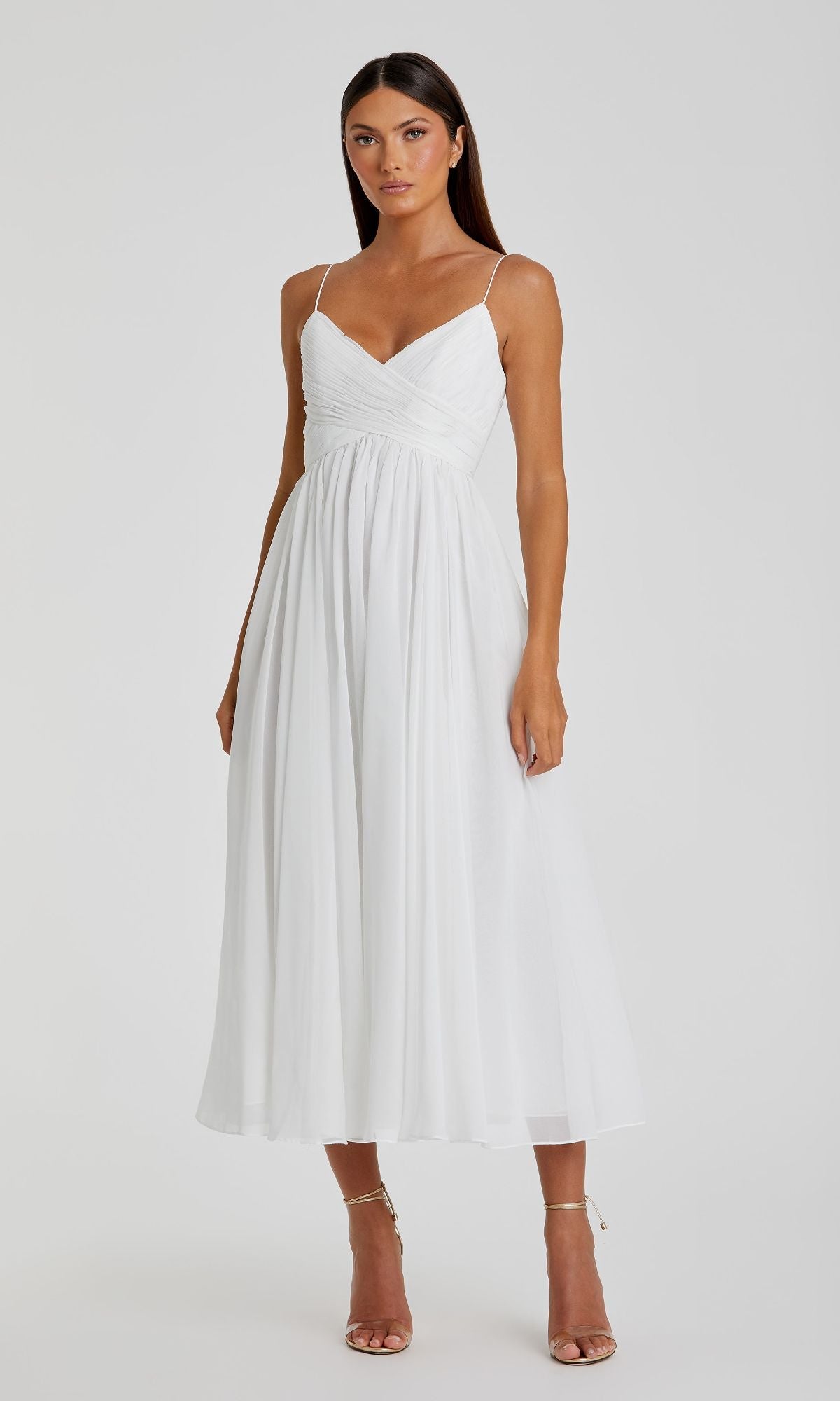 A-Line Midi Wedding Guest Dress: Mac Duggal 70099