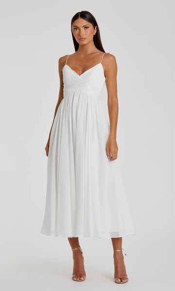 A-Line Midi Wedding Guest Dress: Mac Duggal 70099
