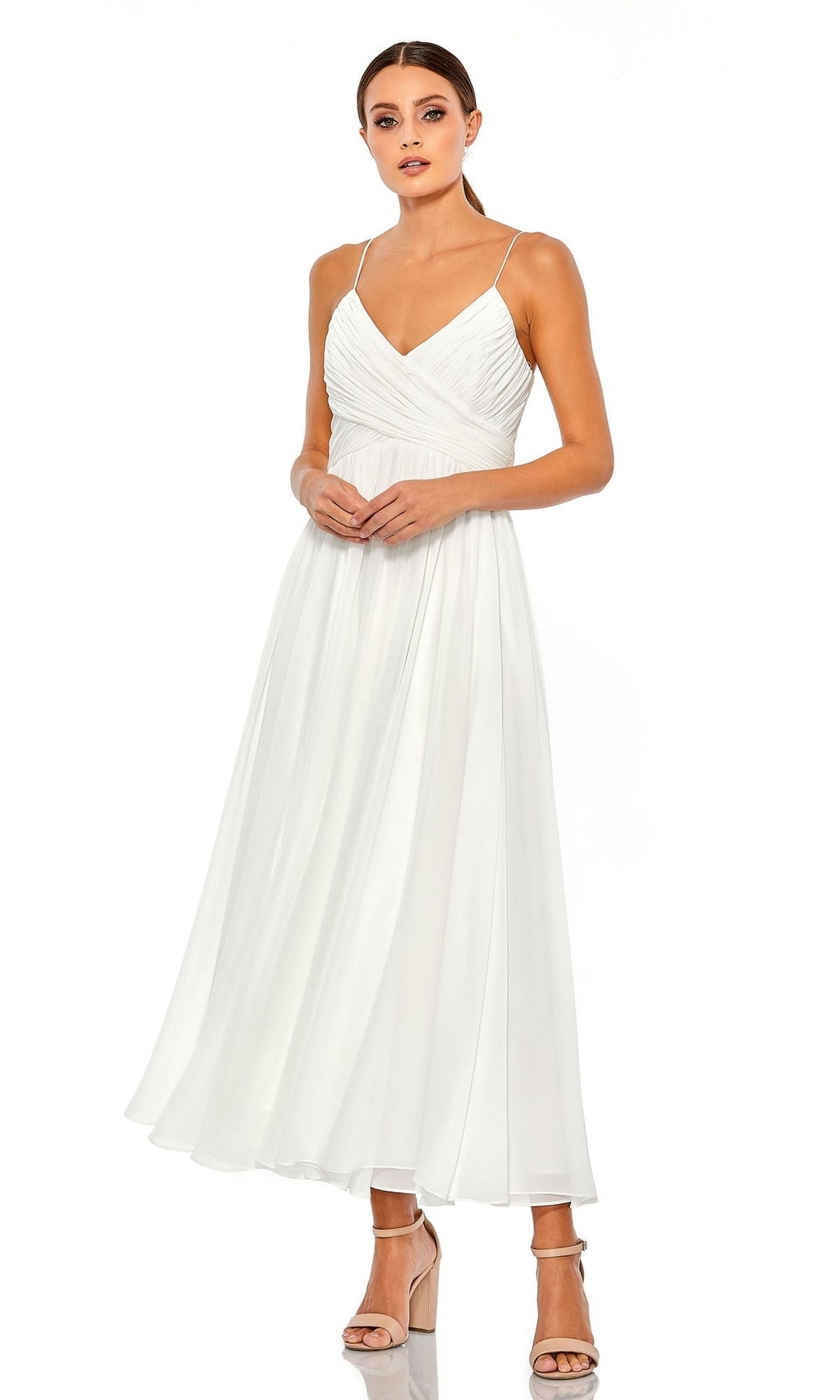 A-Line Midi Wedding Guest Dress: Mac Duggal 70099