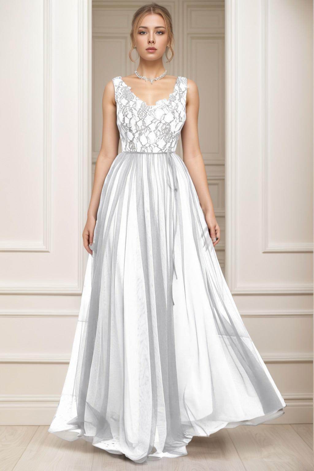 A-Line Sweep-Brush Train Tulle Prom Dress CS0466