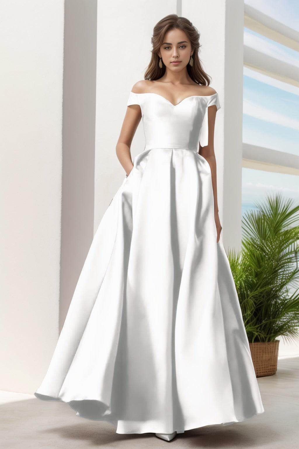 A-Line Floor Length Satin Prom Dress CS0408