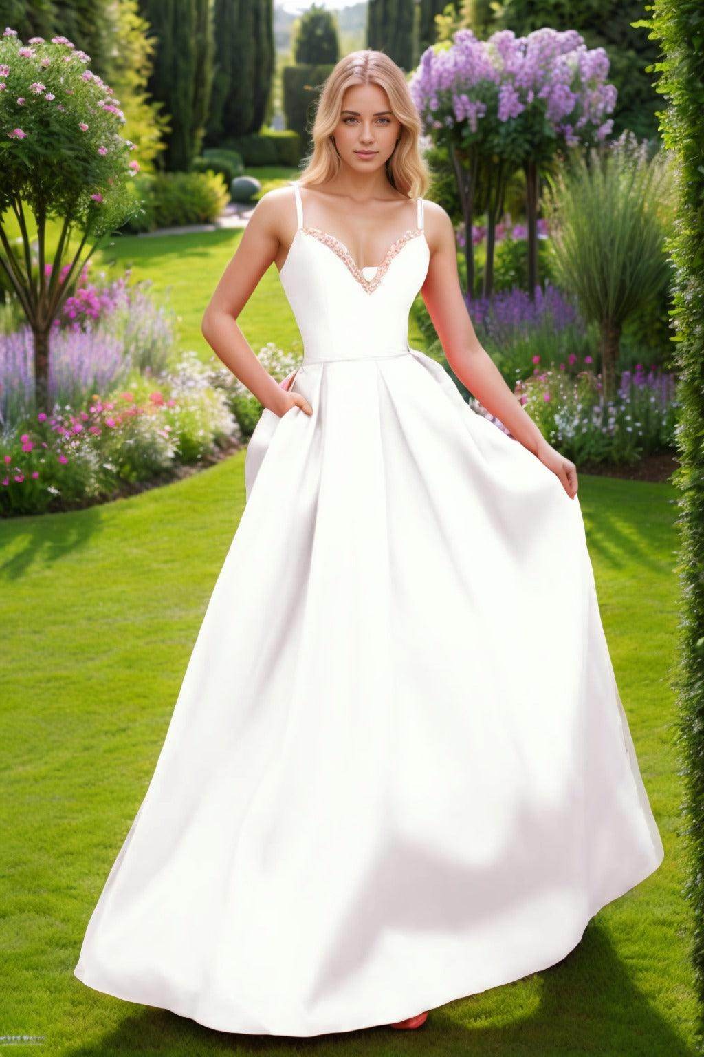 A-Line Floor Length Satin Prom Dress CS0451