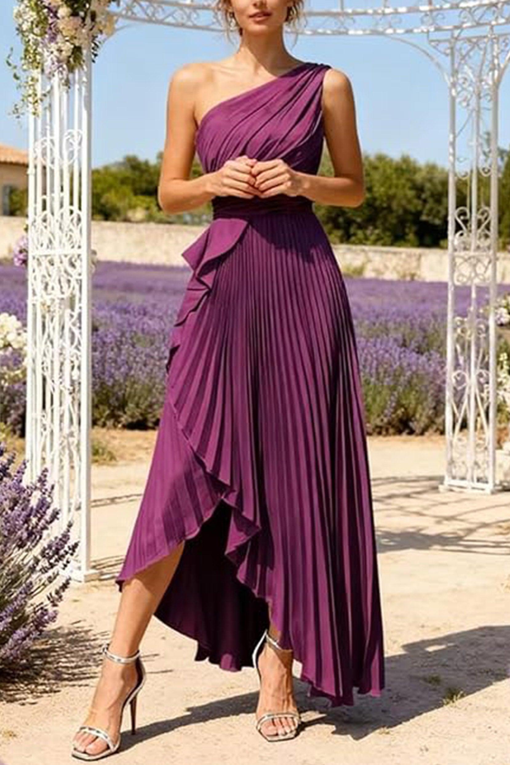 Asymmetrical Maxi Satin Dresses CS1076