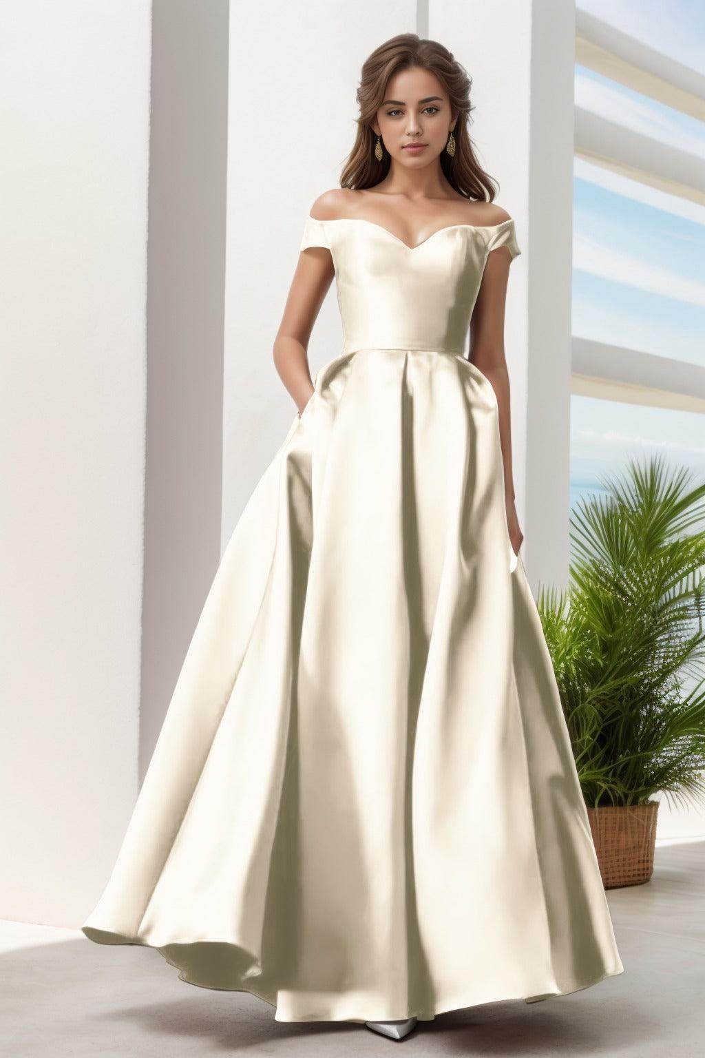 A-Line Floor Length Satin Prom Dress CS0408