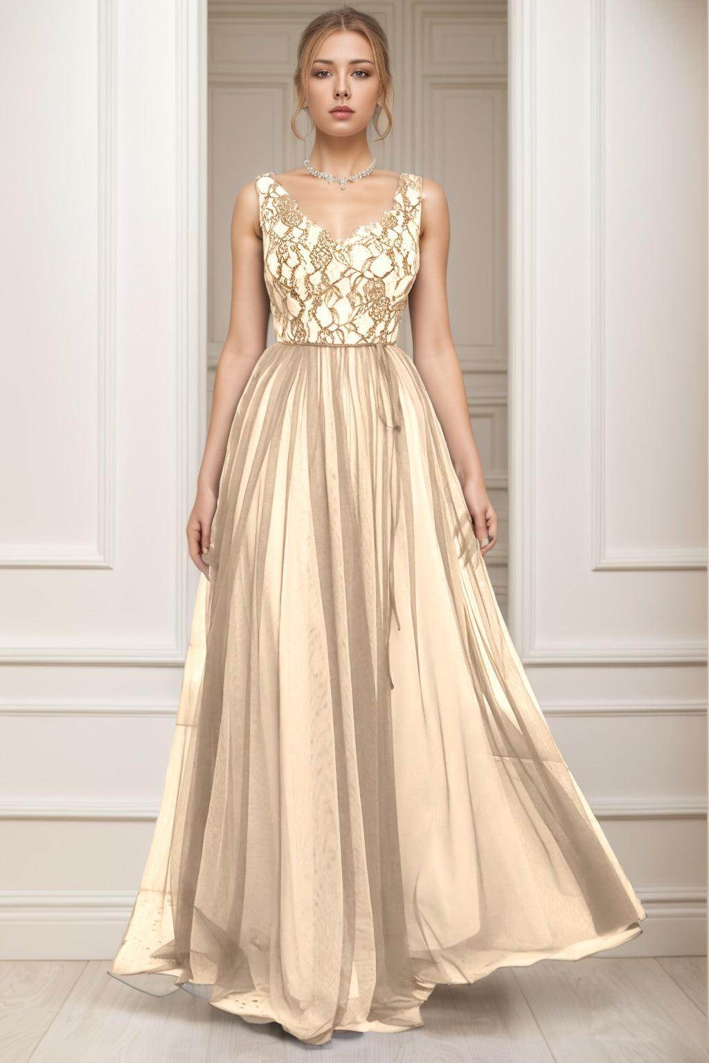 A-Line Sweep-Brush Train Tulle Prom Dress CS0466
