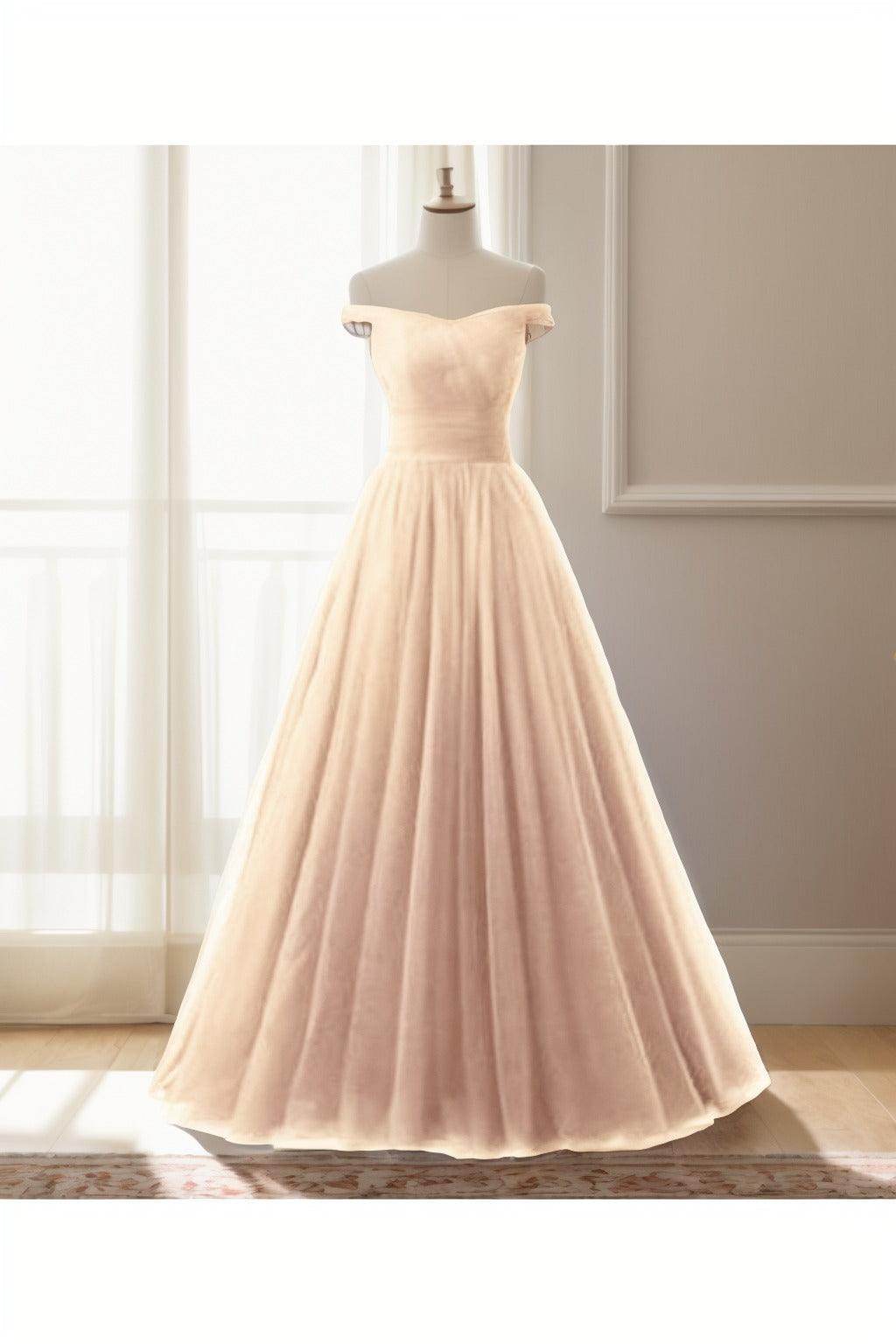 A-Line Floor Length Tulle Prom Dress CS0459