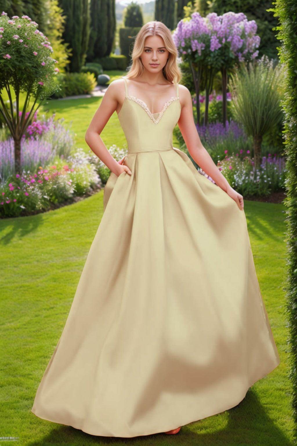 A-Line Floor Length Satin Prom Dress CS0451
