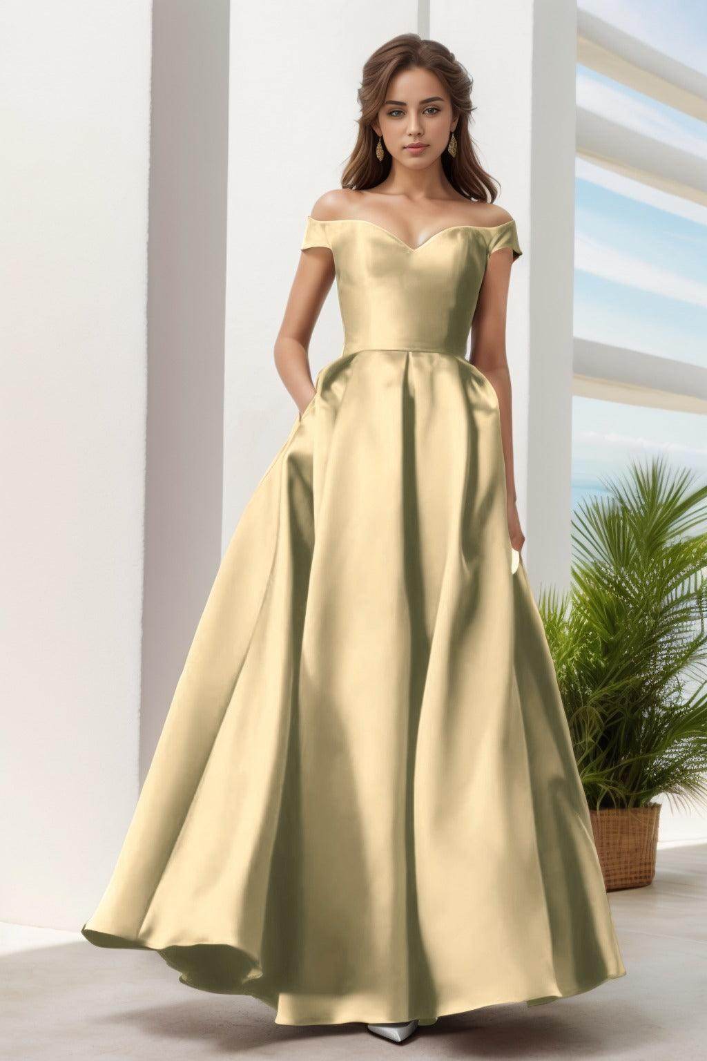 A-Line Floor Length Satin Prom Dress CS0408